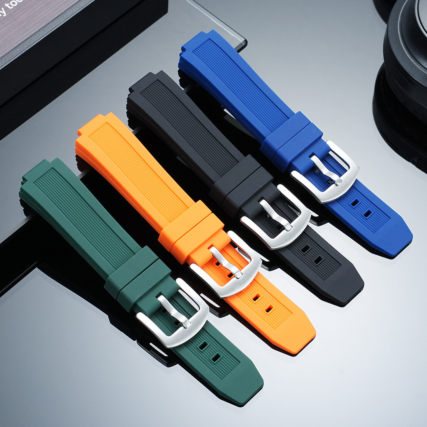 20mm Curved End Rubber Watch Band for Cartier Ballon Bleu 42mm/44mm