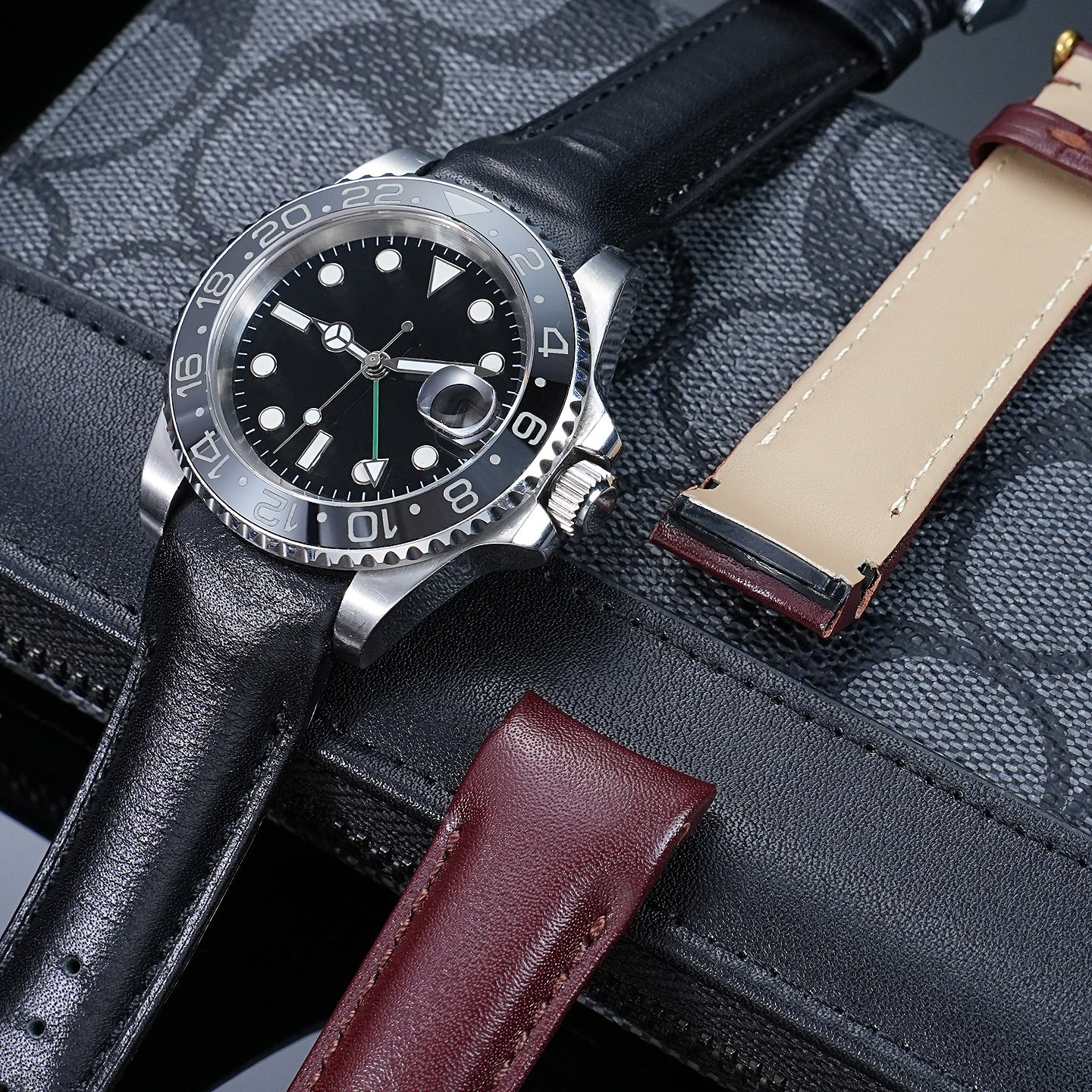 Curved End Genuine Leather Watch Band for Rolex Yacht-Master 42 / Sky-Dweller