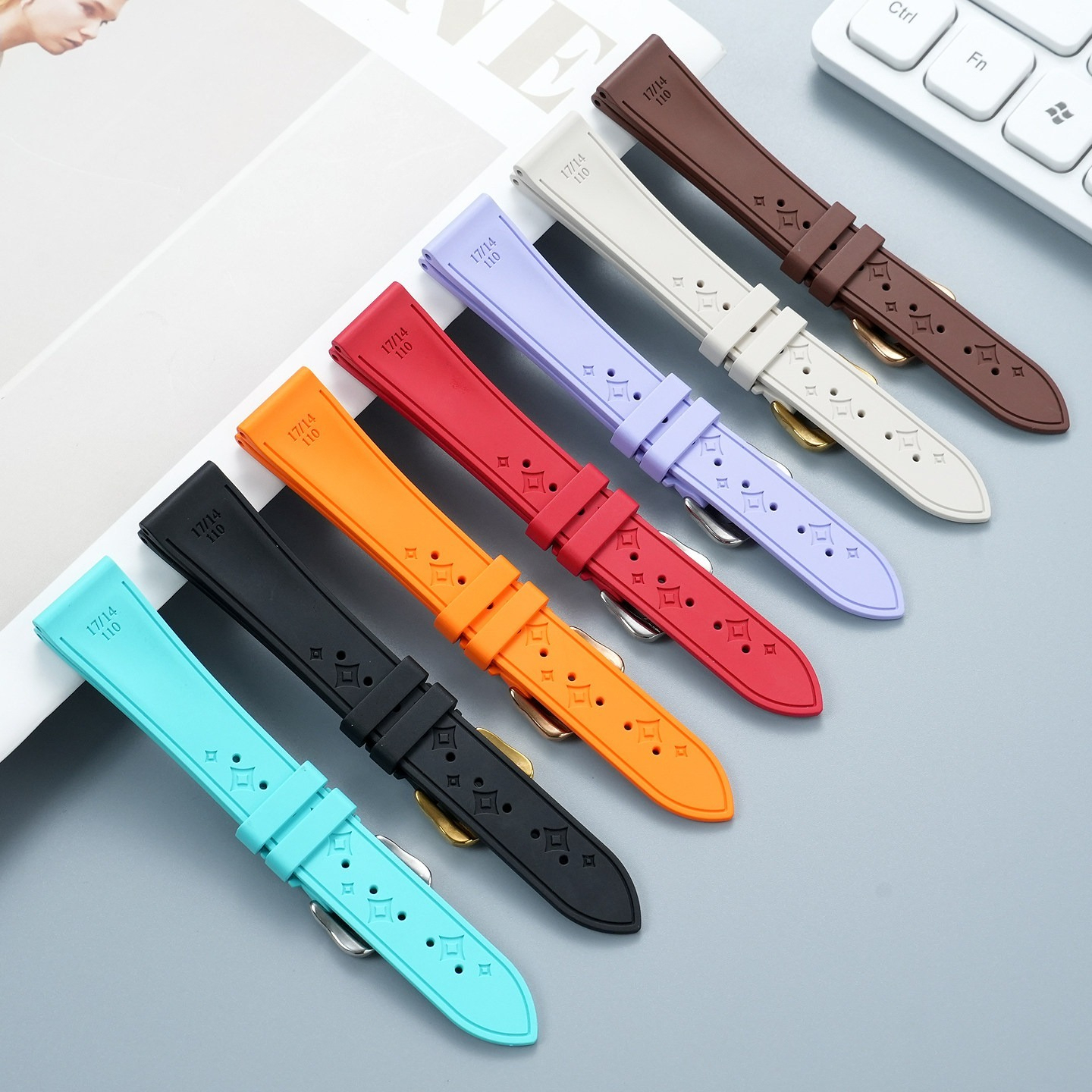 Waterproof FKM Rubber Watch Band for Cartier Tank / Calibre / London / Solo / Clé / Must