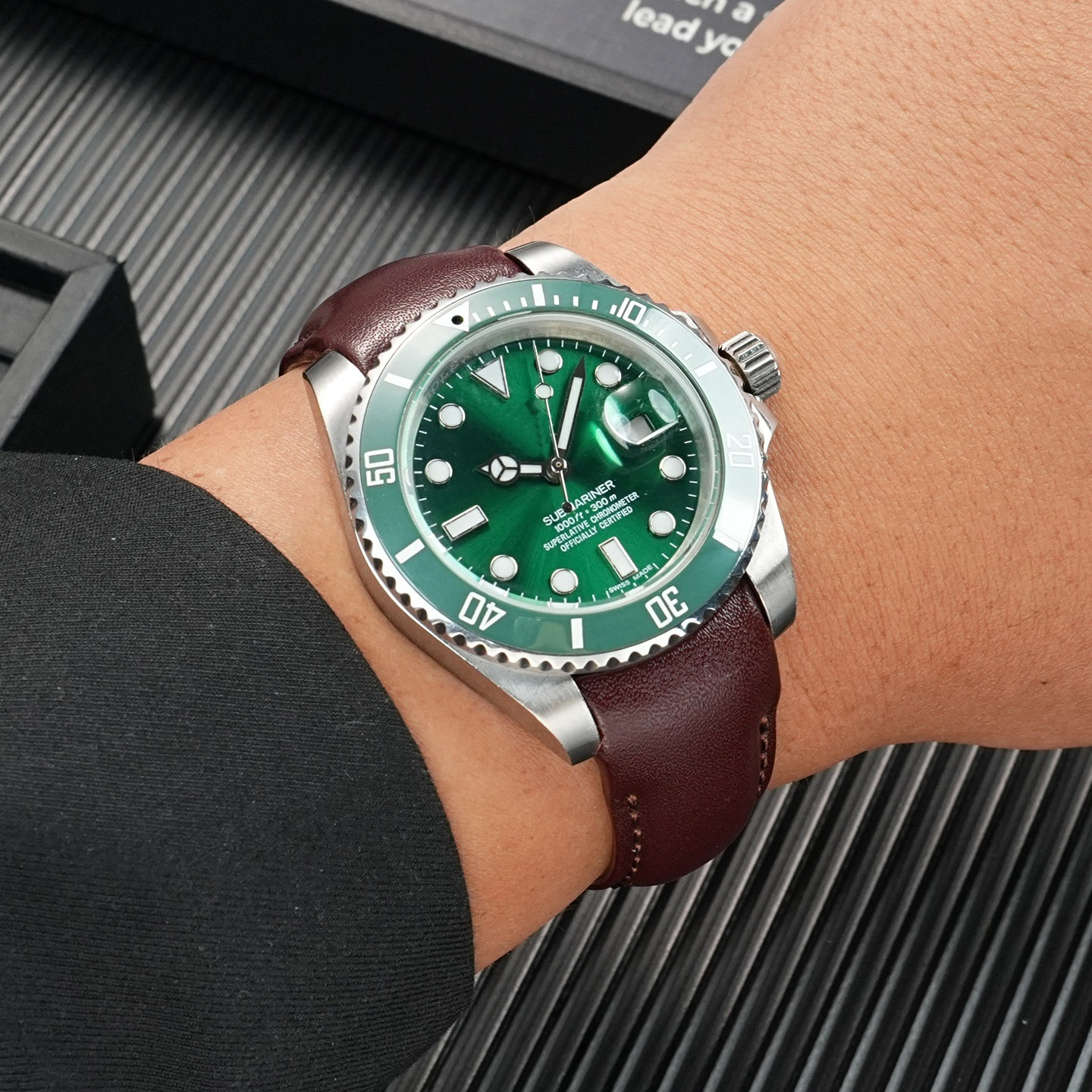 Curved End Genuine Leather Watch Band for Rolex Yacht-Master 42 / Sky-Dweller