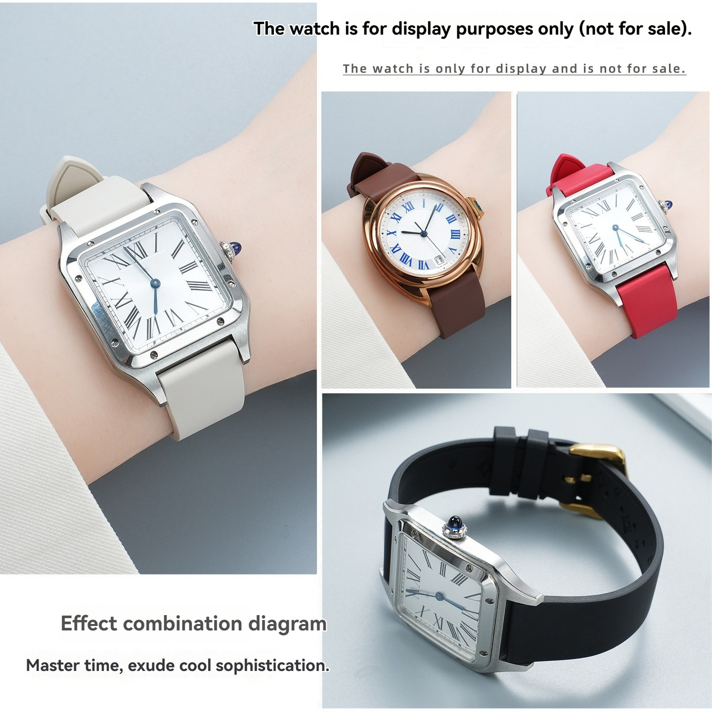 Waterproof FKM Rubber Watch Band for Cartier Tank / Calibre / London / Solo / Clé / Must