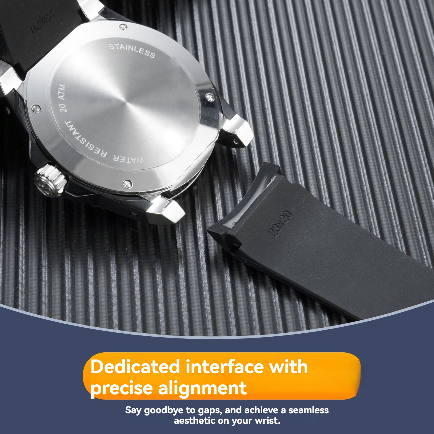20mm/23mm Curved End Silicone Watch Band for Gucci Dive YA136204