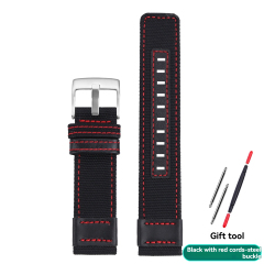 Black Red Stitching - Black