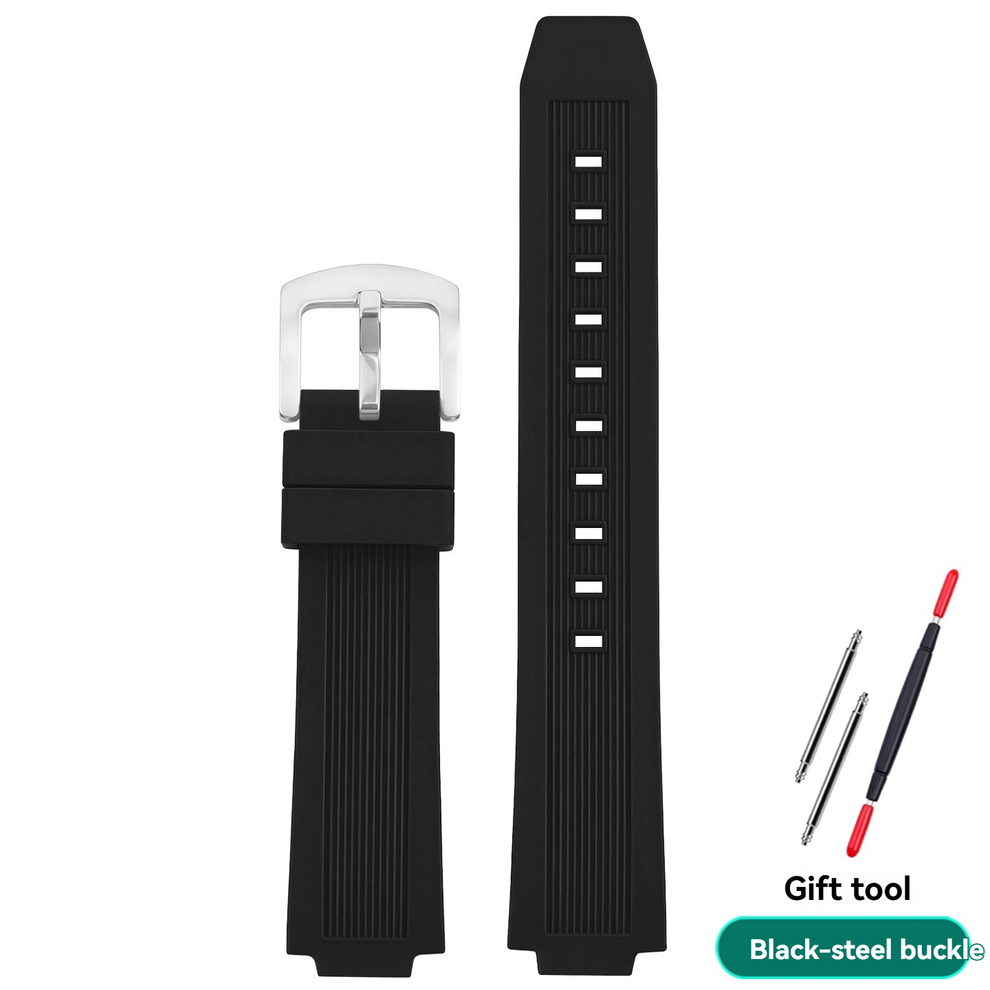 20mm Curved End Rubber Watch Band for Cartier Ballon Bleu 42mm/44mm