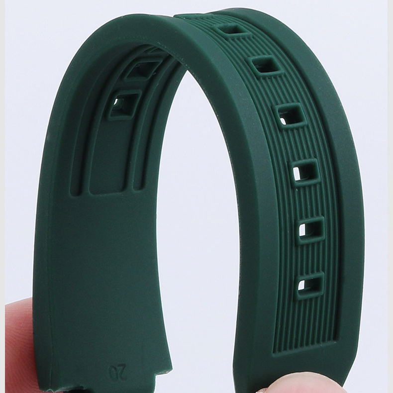 20mm Curved End Rubber Watch Band for Cartier Ballon Bleu 42mm/44mm