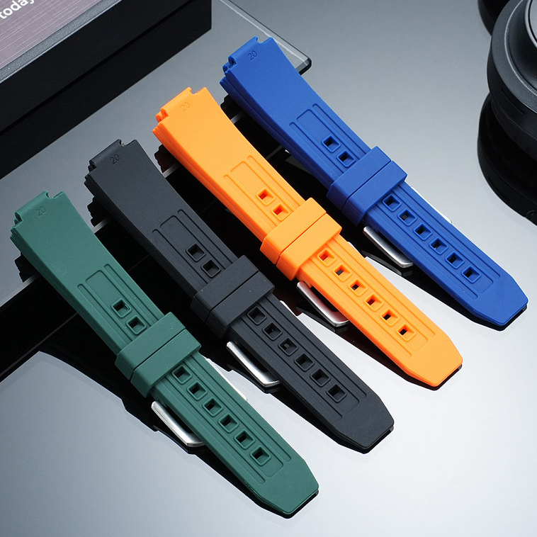 20mm Curved End Rubber Watch Band for Cartier Ballon Bleu 42mm/44mm