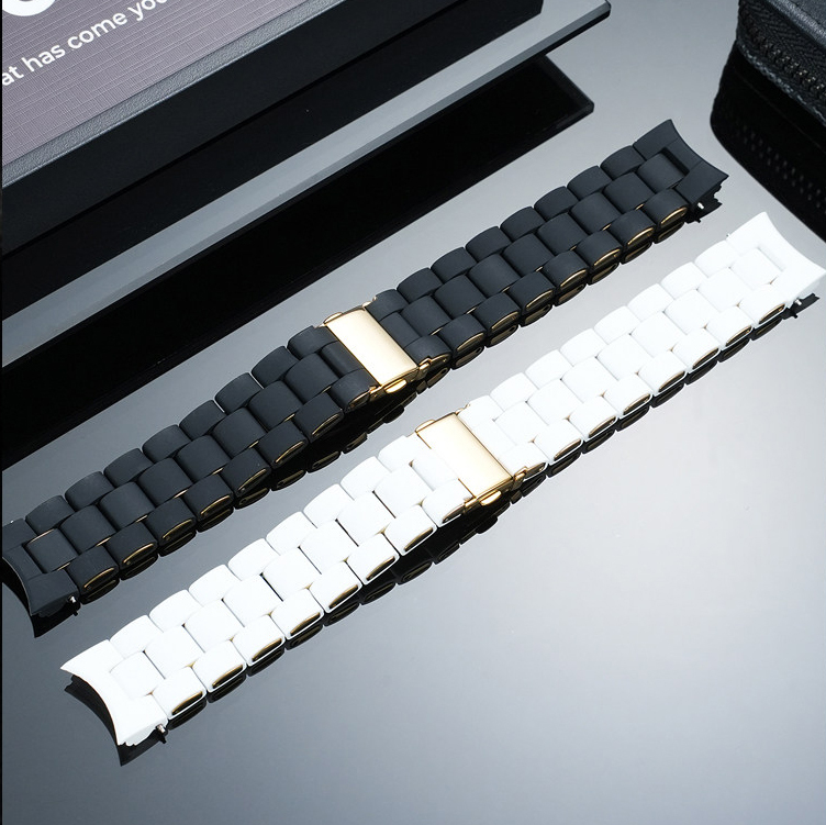 20mm Curved End Stainless Steel & Rubber Watch Band for Michael Kors 5159/5154