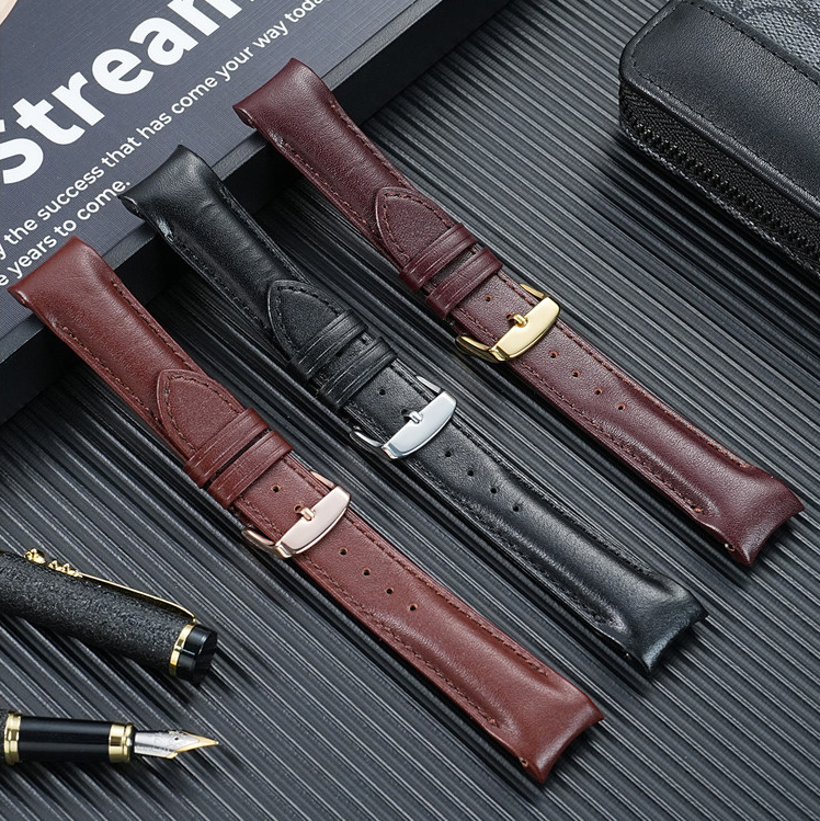 Curved End Genuine Leather Watch Band for Rolex Yacht-Master 42 / Sky-Dweller