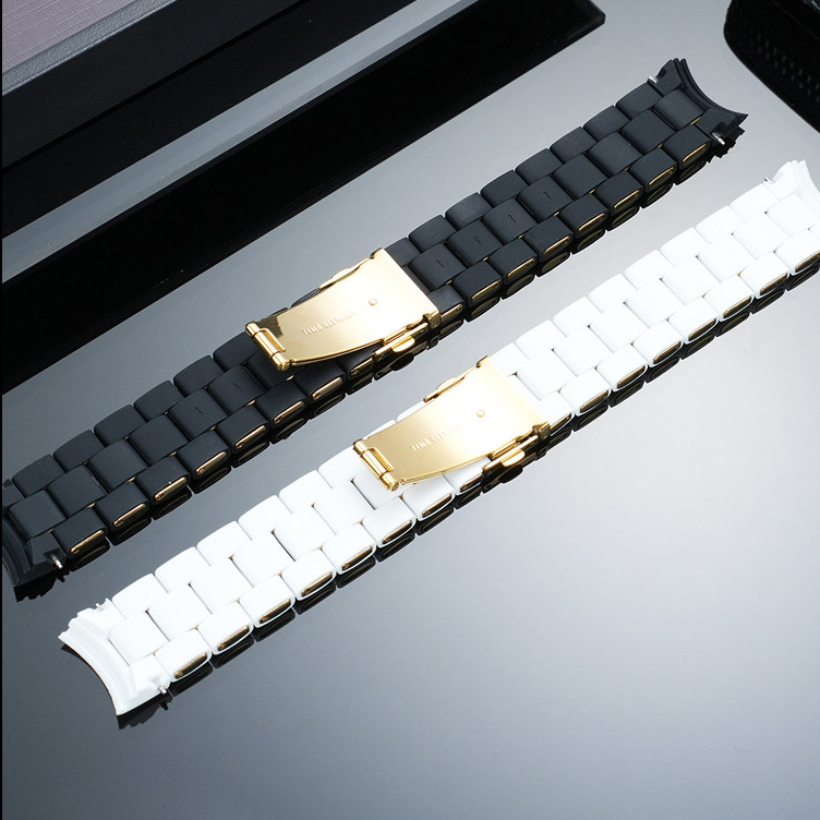 20mm Curved End Stainless Steel & Rubber Watch Band for Michael Kors 5159/5154
