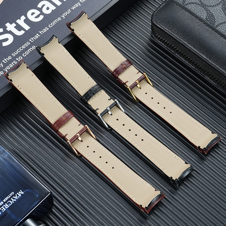 Curved End Genuine Leather Watch Band for Rolex Yacht-Master 42 / Sky-Dweller