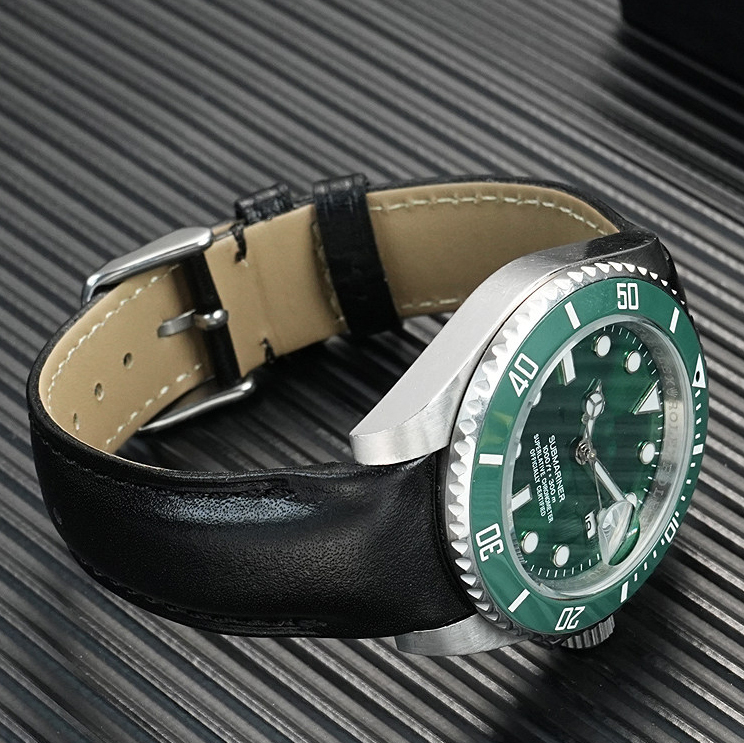 Curved End Genuine Leather Watch Band for Rolex Yacht-Master 42 / Sky-Dweller
