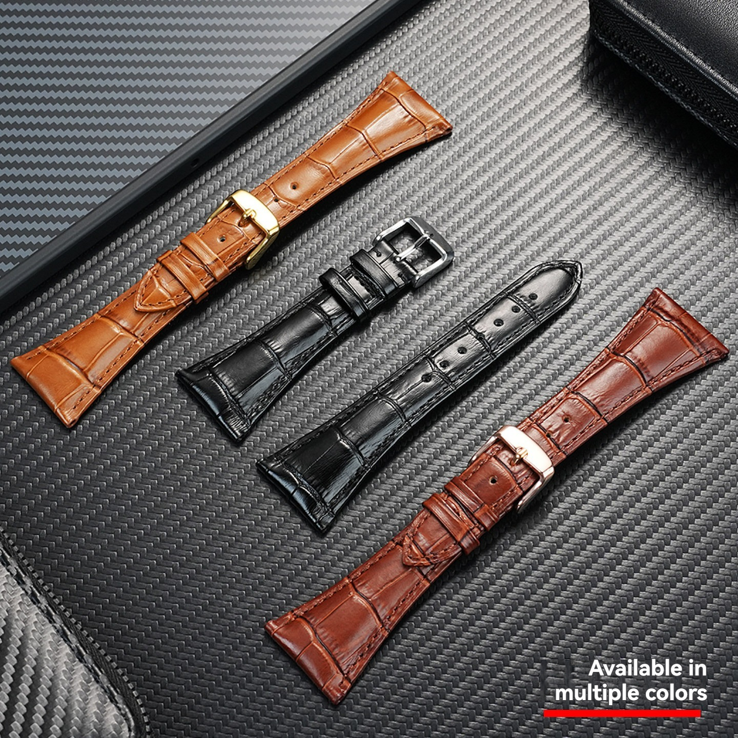 26–28mm Crocodile Pattern Genuine Leather Watch Band for Bulgari Assioma AA48C13GLDCH