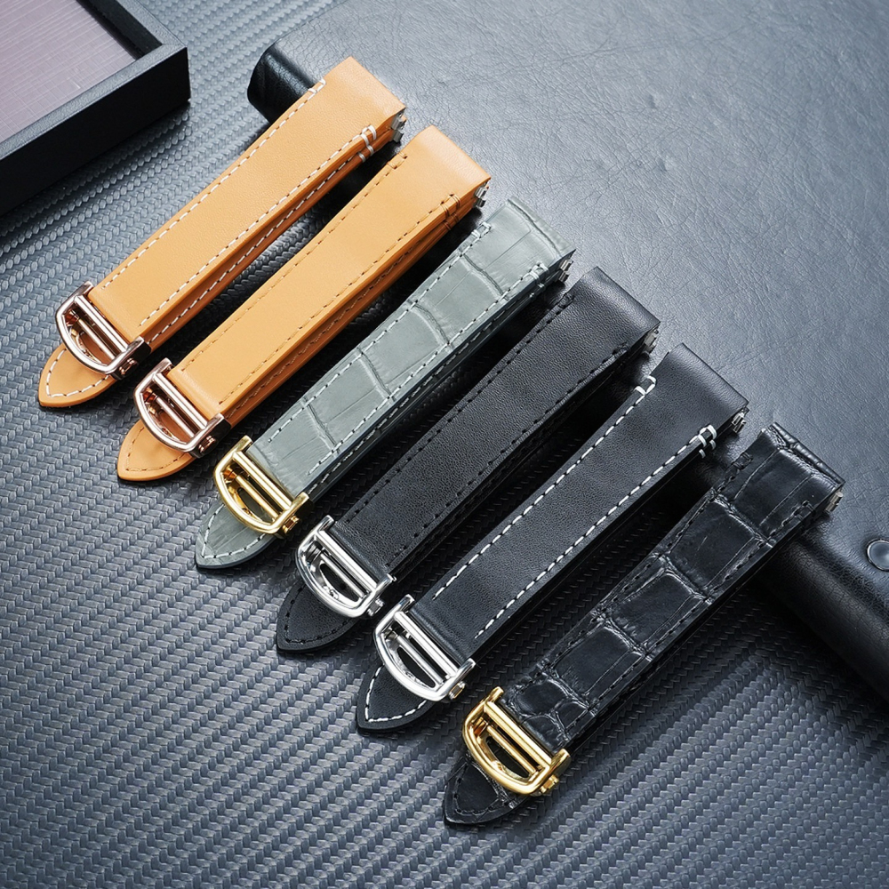 QuickSwitch Compatible Crocodile Pattern Leather Watch Band for Cartier Santos WSSA0009