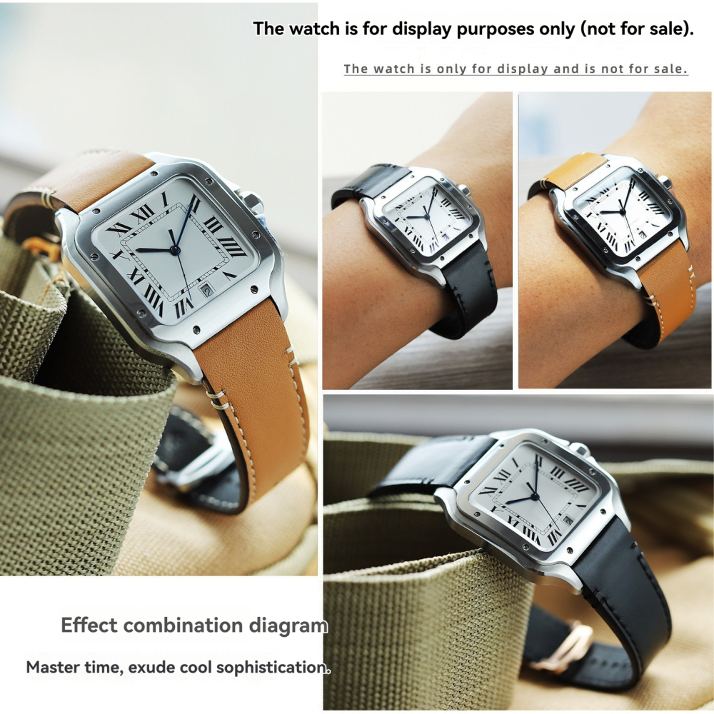 QuickSwitch Compatible Crocodile Pattern Leather Watch Band for Cartier Santos WSSA0009
