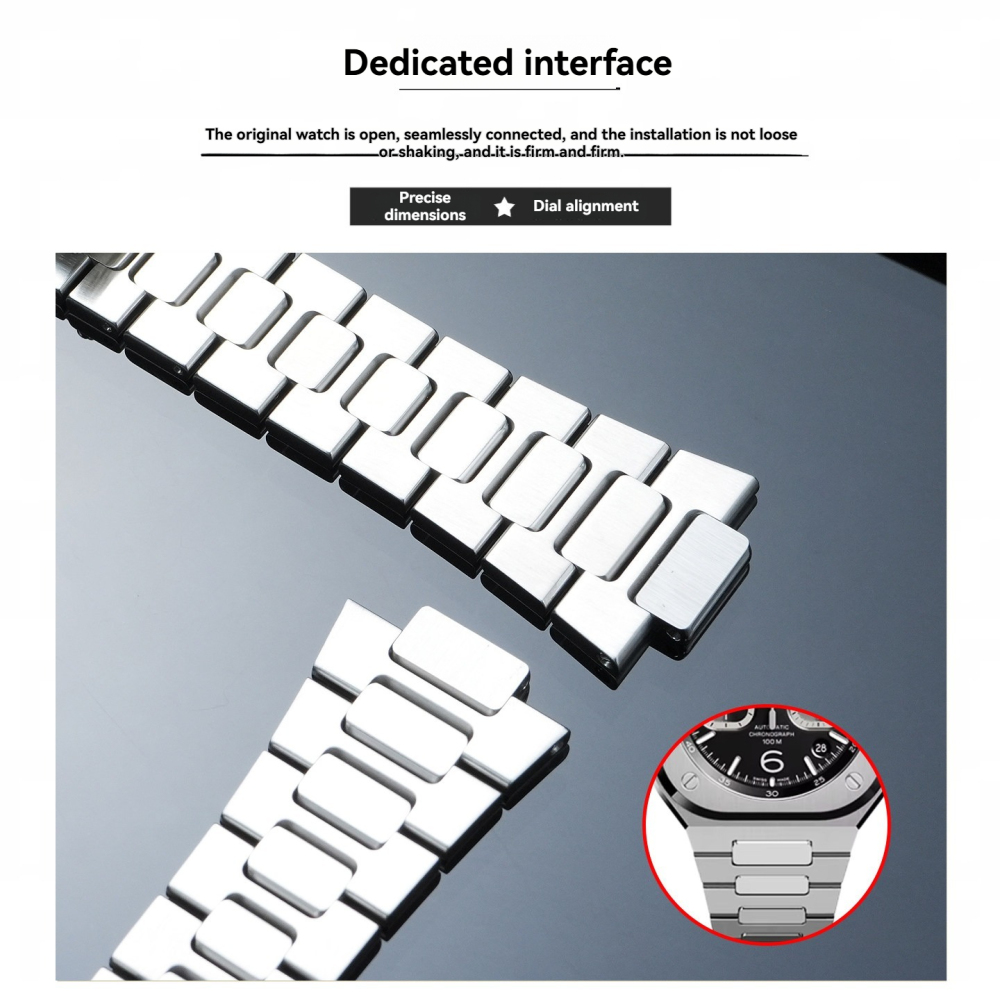 Solid Stainless Steel Watch Band for Bell & Ross BR05A BR05C-A523