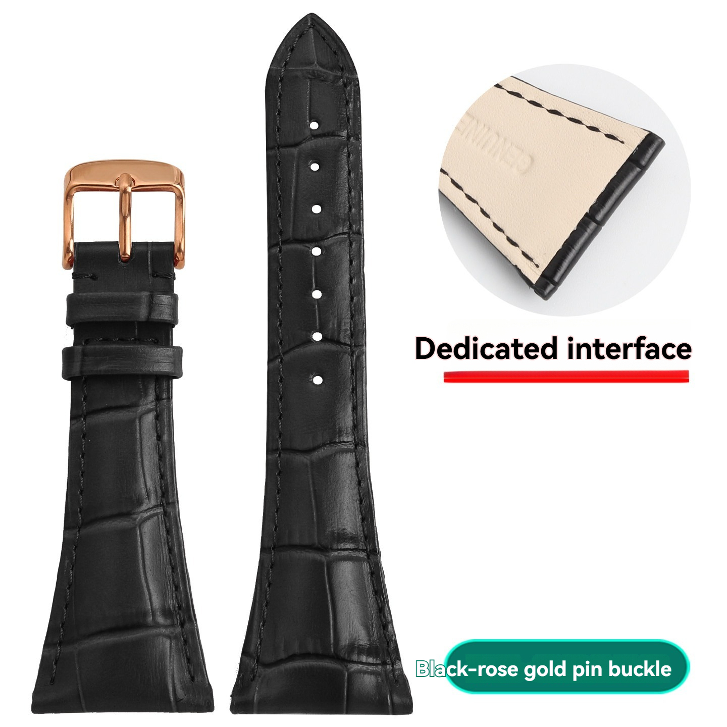 26–28mm Crocodile Pattern Genuine Leather Watch Band for Bulgari Assioma AA48C13GLDCH