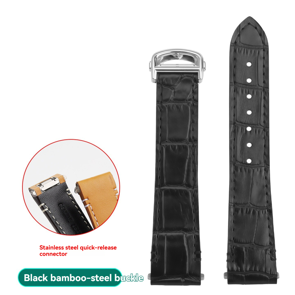 QuickSwitch Compatible Crocodile Pattern Leather Watch Band for Cartier Santos WSSA0009