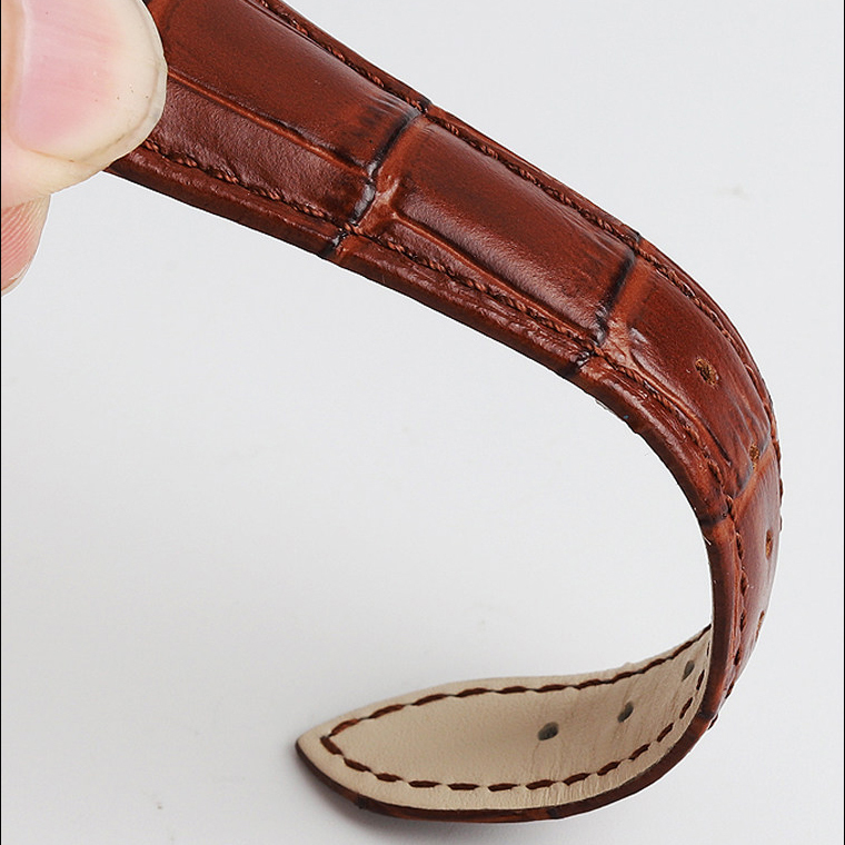 26–28mm Crocodile Pattern Genuine Leather Watch Band for Bulgari Assioma AA48C13GLDCH