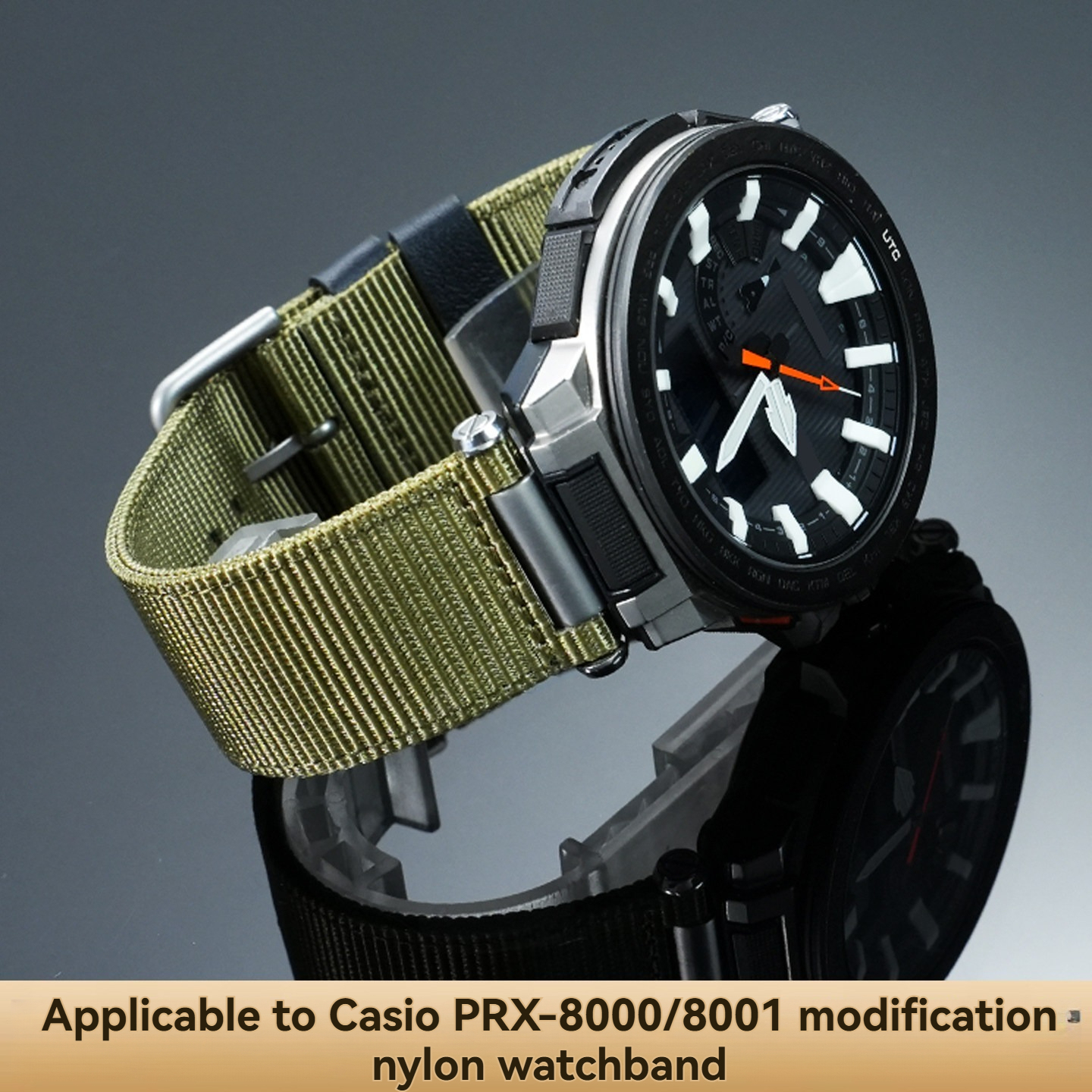 Nylon Canvas Watch Band for Casio PRO TREK PRX-8000 / PRX-8001YT