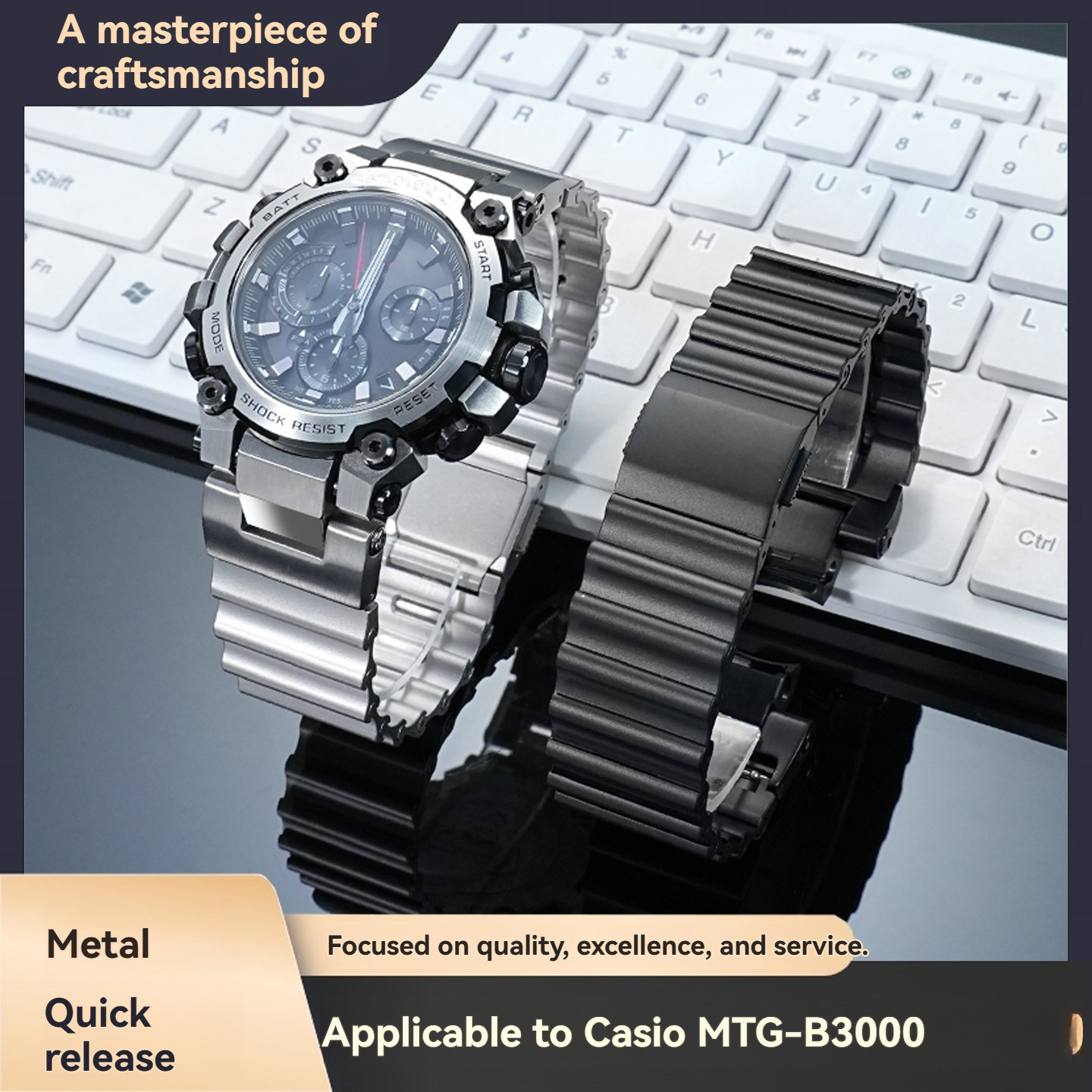 Stainless Steel Watch Band for Casio MTG-B3000B / MTG-B3000BD