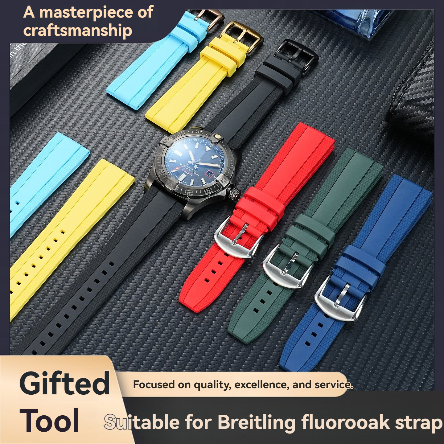 FKM Rubber Watch Band for Breitling Avenger / Superocean / Navitimer