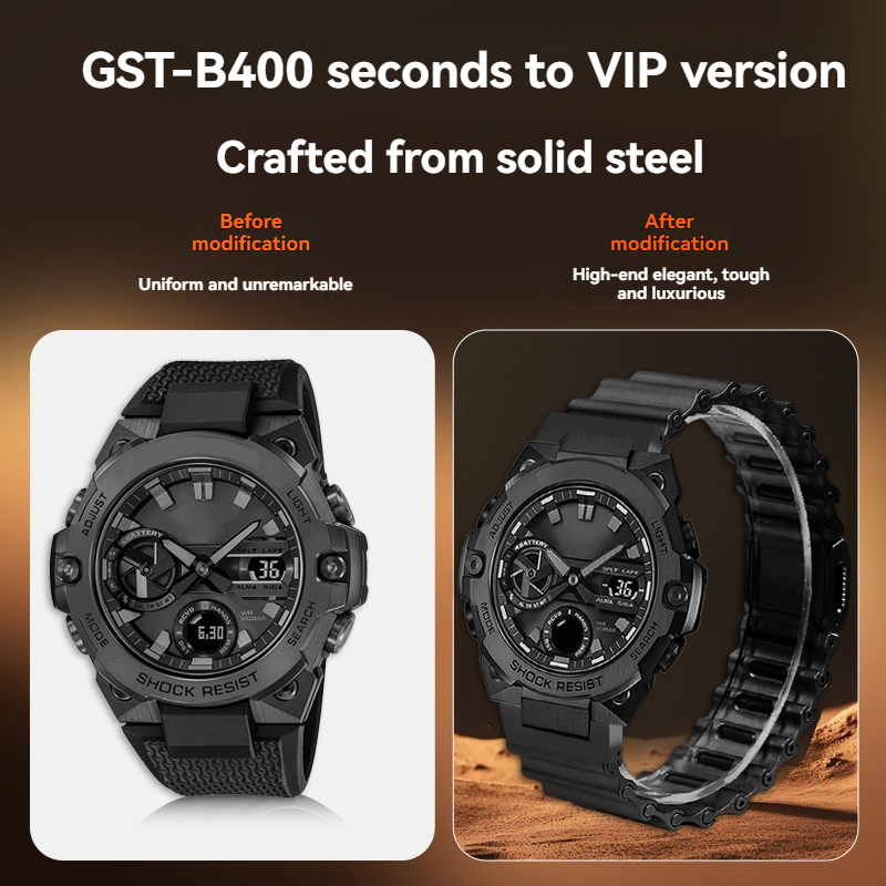 Quick Release Stainless Steel Watch Band for Casio G-STEEL GST-B400