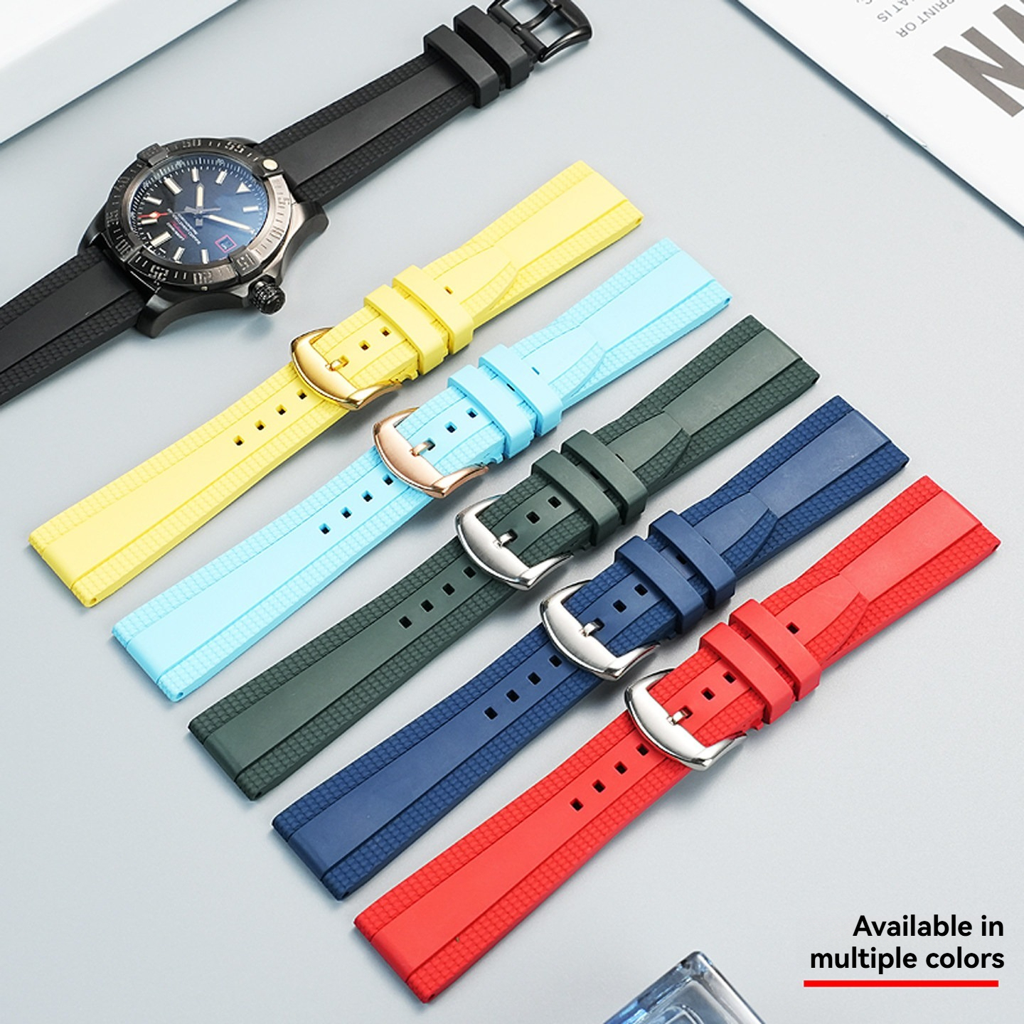 FKM Rubber Watch Band for Breitling Avenger / Superocean / Navitimer