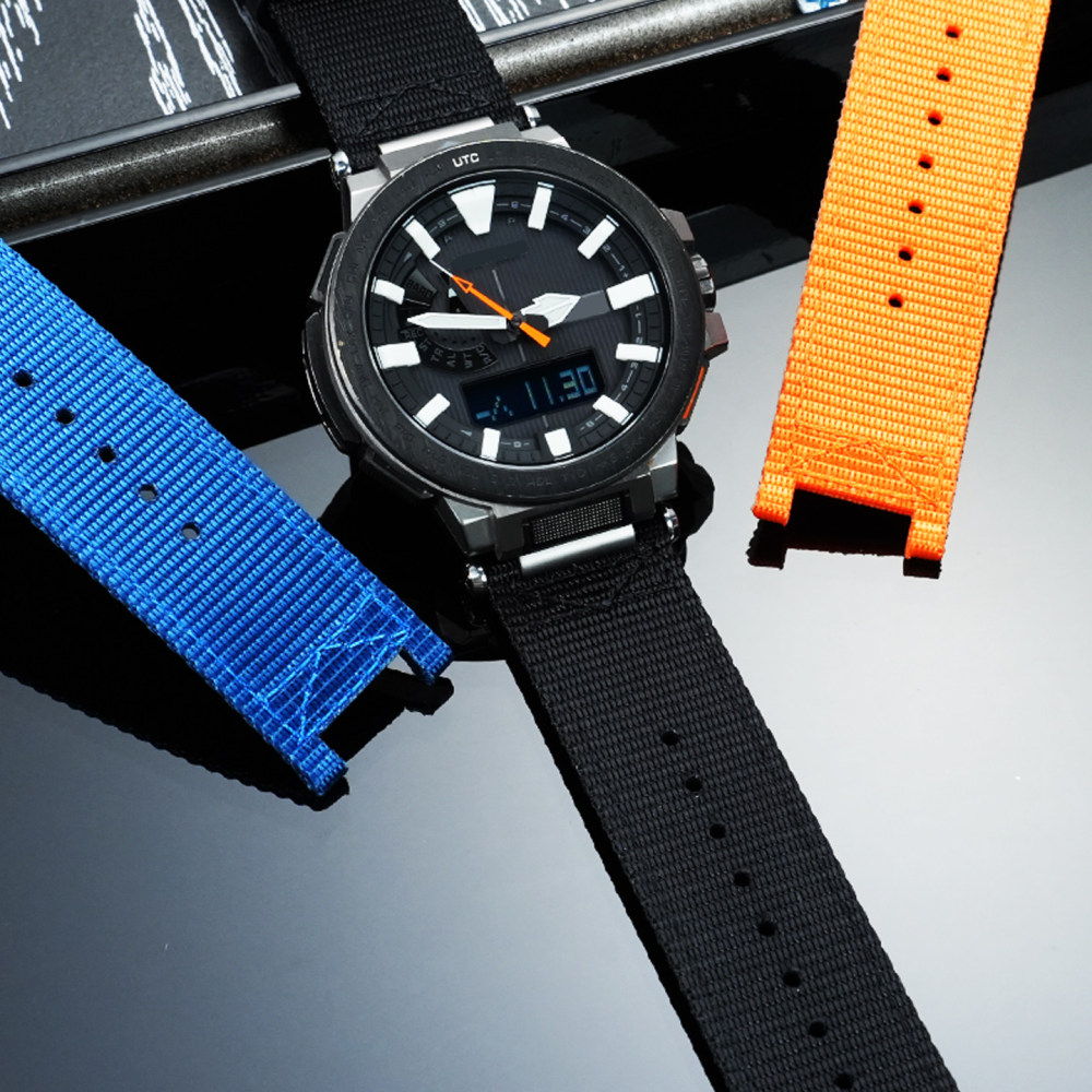Nylon Canvas Watch Band for Casio PRO TREK PRX-8000 / PRX-8001YT