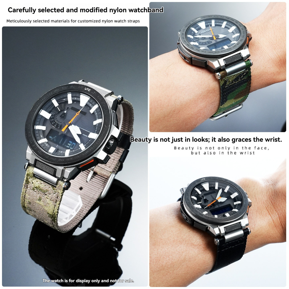Nylon Canvas Watch Band for Casio PRO TREK PRX-8000 / PRX-8001YT