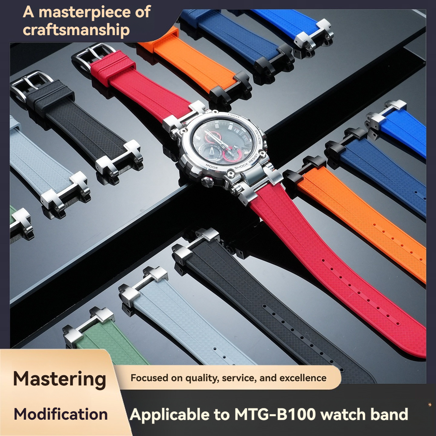 FKM Rubber Watch Band for Casio MTG-B1000