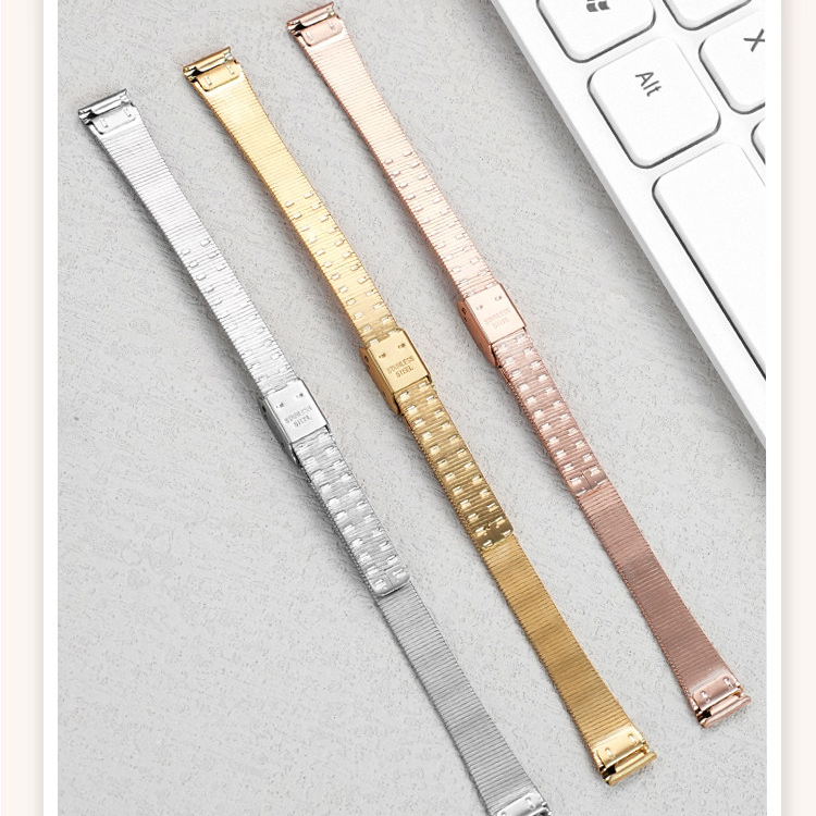 10mm Solid Stainless Steel Watch Band for Longines / CK / Armani / Julius