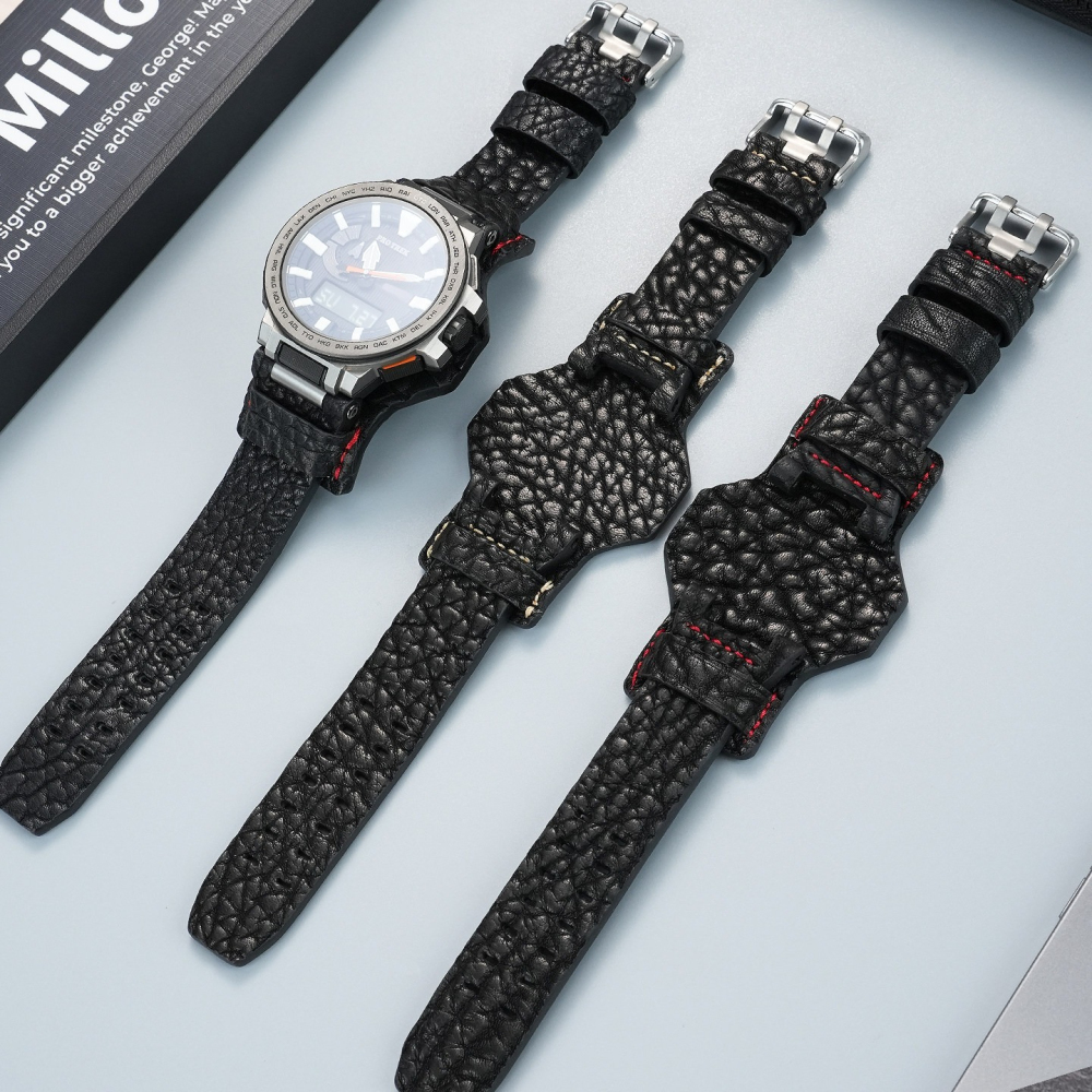 Rugged Tray Leather Watch Band with Adapter for Casio GWG-B1000-1A Mudmaster