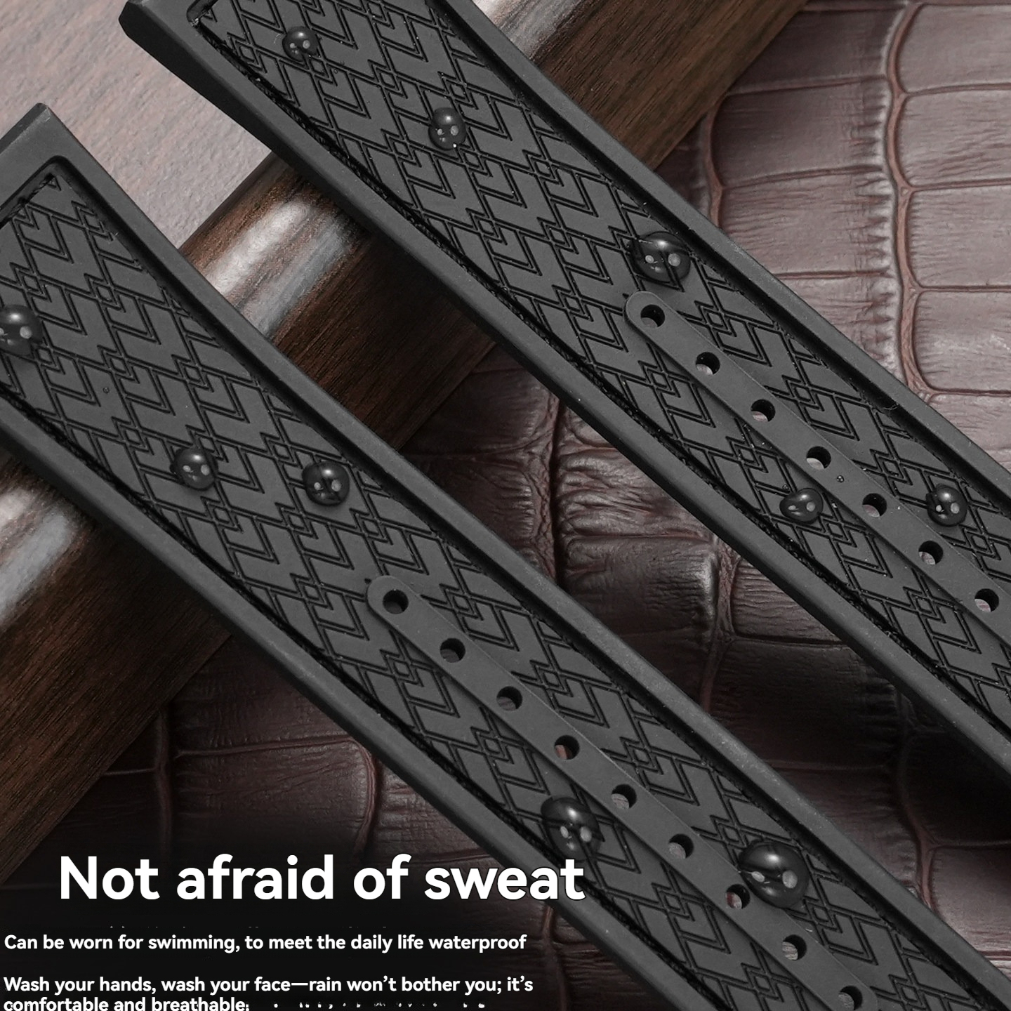 Leather & Rubber Hybrid Watch Band for Versace Sport Tech VERB00218