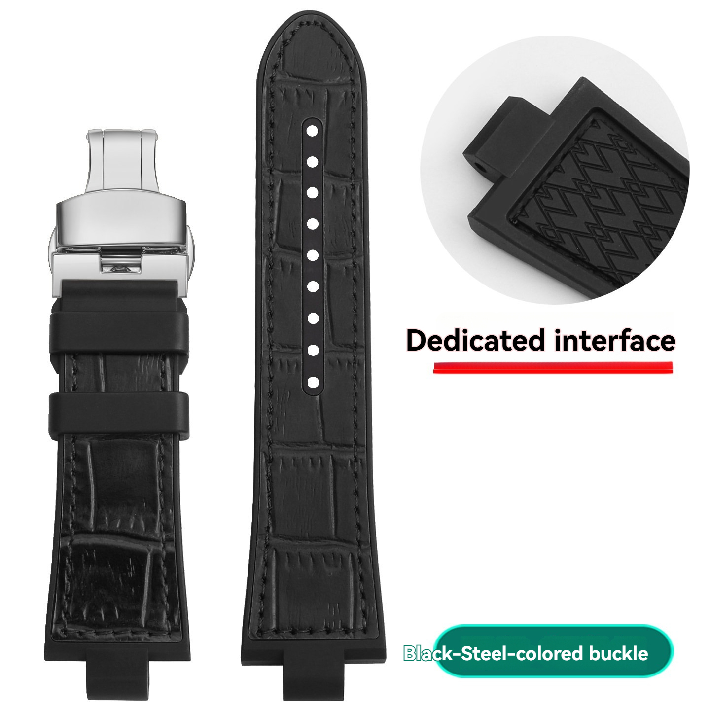 Leather & Rubber Hybrid Watch Band for Versace Sport Tech VERB00218