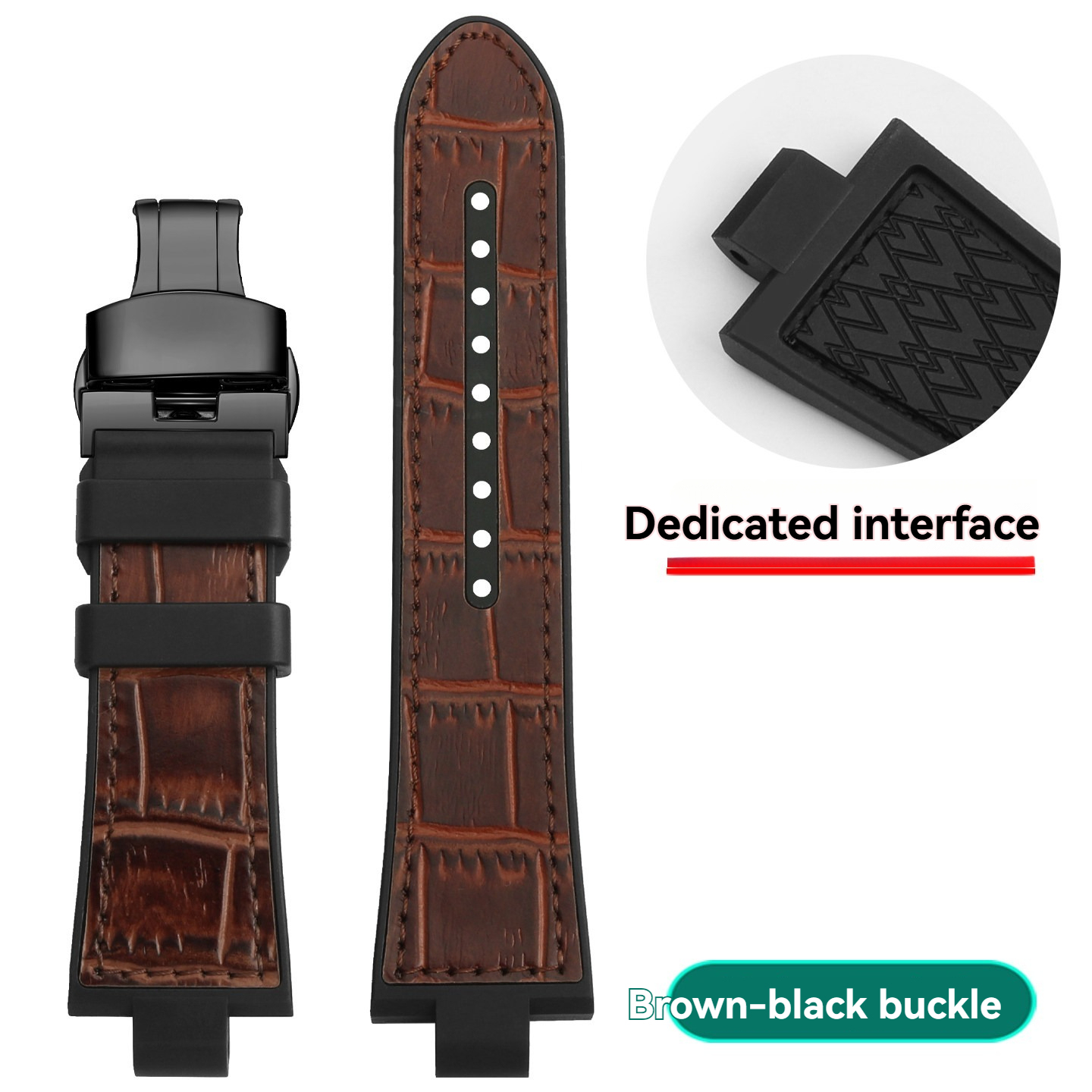 Leather & Rubber Hybrid Watch Band for Versace Sport Tech VERB00218