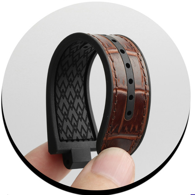 Leather & Rubber Hybrid Watch Band for Versace Sport Tech VERB00218