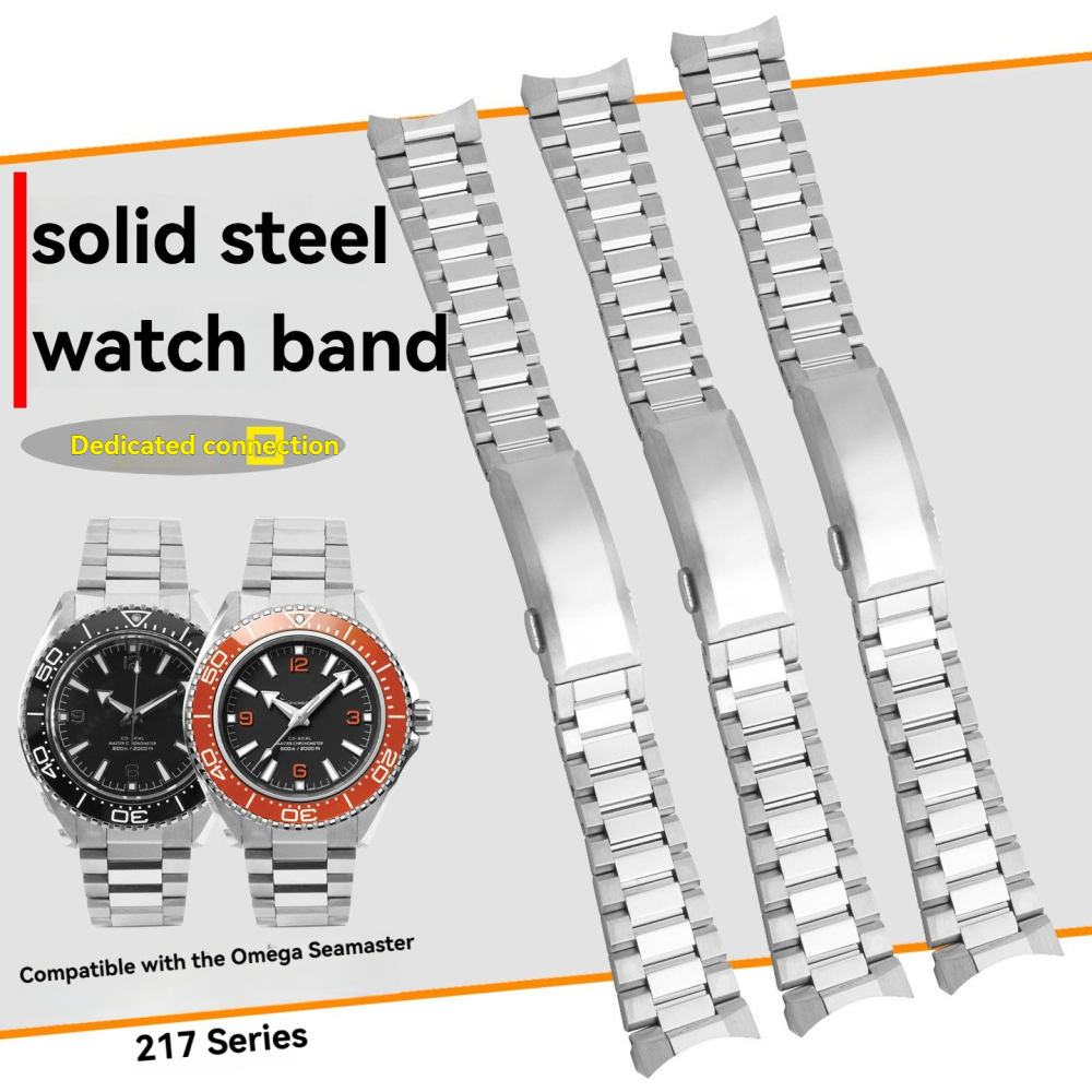 21mm Curved End Solid Stainless Steel Watch Band for Omega Seamaster Planet Ocean 600M 42mm