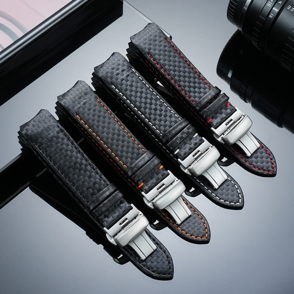 Carbon Fiber Pattern Genuine Leather Watch Band for Tissot T-Touch T091 / T013 / T047