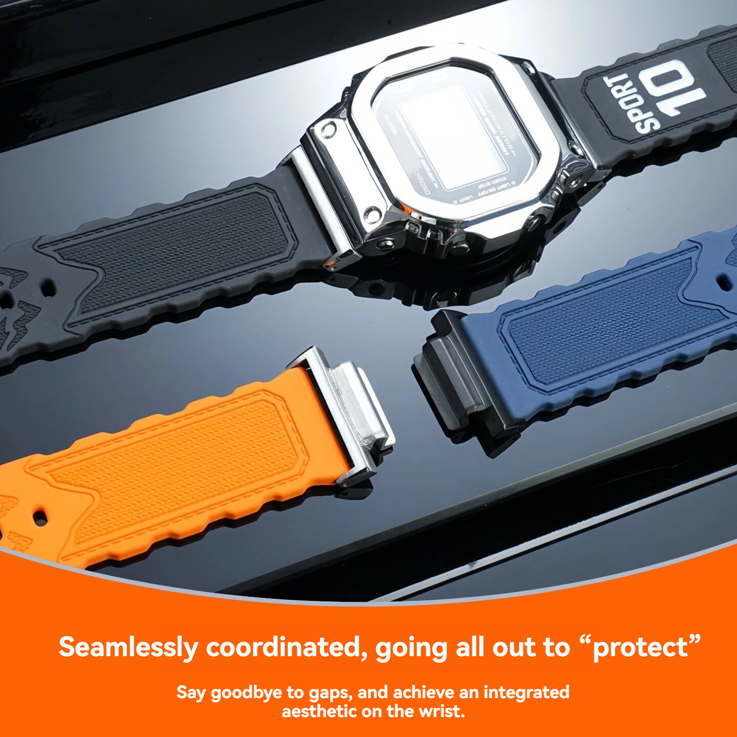 16mm FKM Rubber Watch Band for Casio G-SHOCK DW5600 / GW-M5610 / GW-B5600