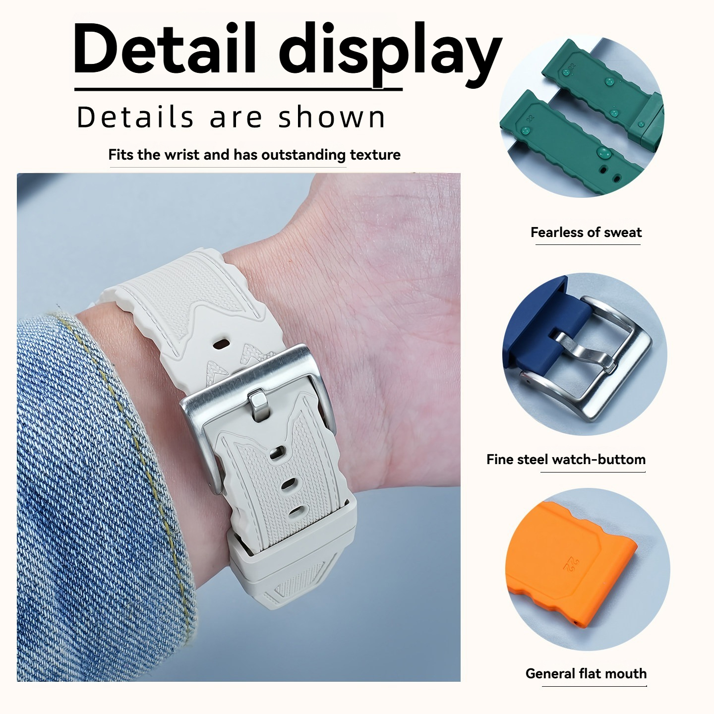 20/22mm Universal FKM Rubber Watch Band for Casio / Huawei / Longines / Seiko
