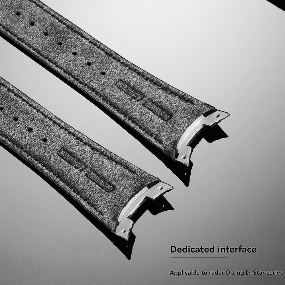 Curved End Genuine Leather Watch Band for Rado D-Star