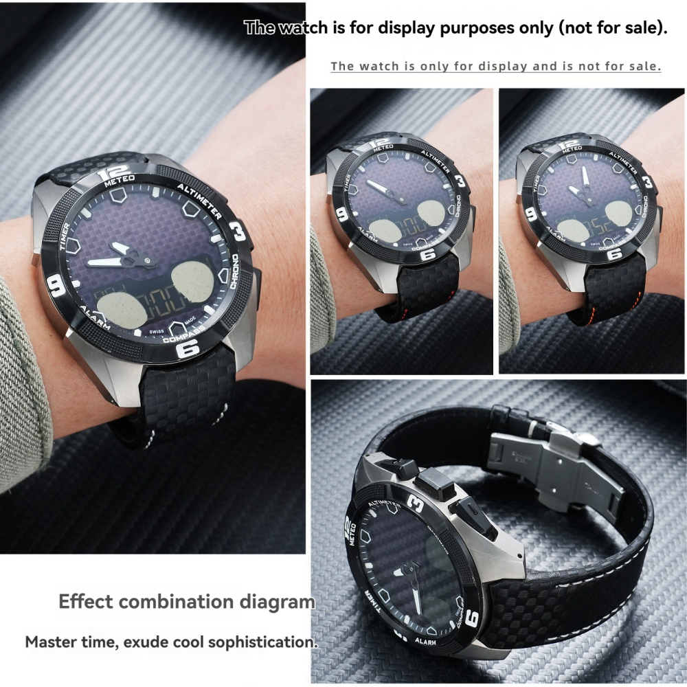 Carbon Fiber Pattern Genuine Leather Watch Band for Tissot T-Touch T091 / T013 / T047