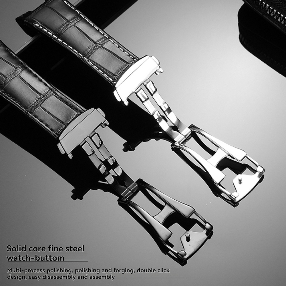 Curved End Genuine Leather Watch Band for Rado D-Star
