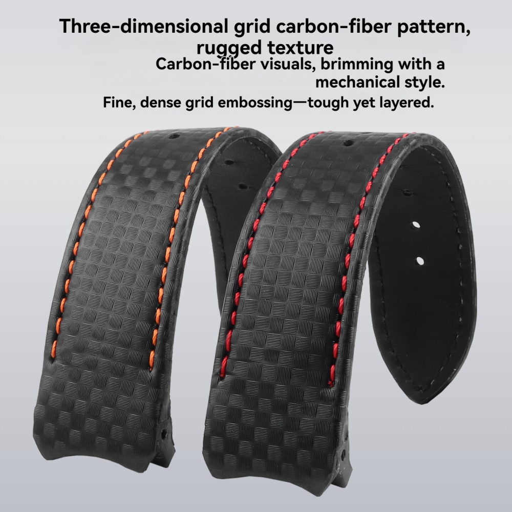 Carbon Fiber Pattern Genuine Leather Watch Band for Tissot T-Touch T091 / T013 / T047
