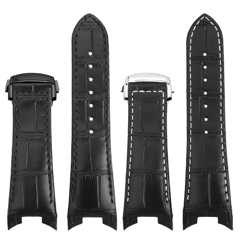 Curved End Genuine Leather Watch Band for Rado D-Star