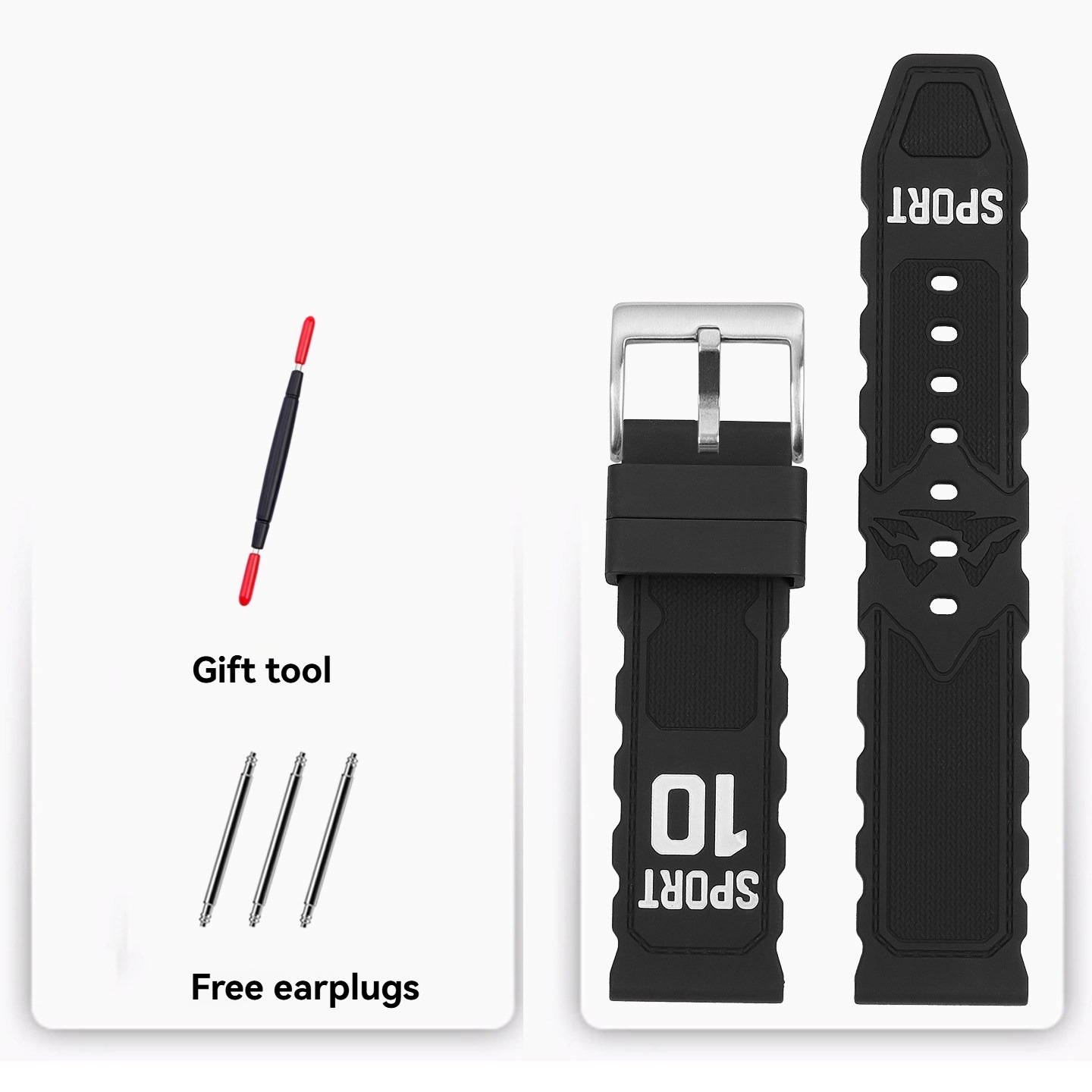 20/22mm Universal FKM Rubber Watch Band for Casio / Huawei / Longines / Seiko