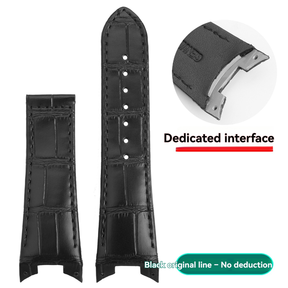 Curved End Genuine Leather Watch Band for Rado D-Star