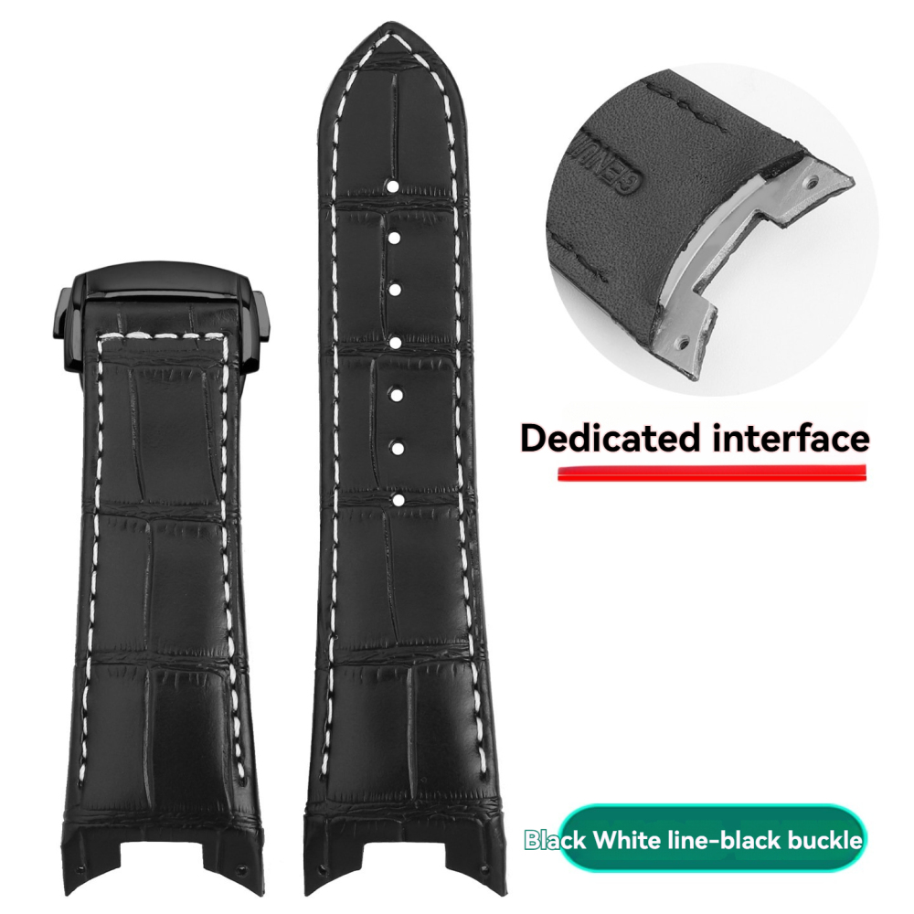 Curved End Genuine Leather Watch Band for Rado D-Star