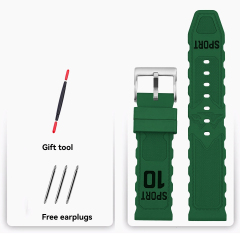 Green‑Black Print Silver