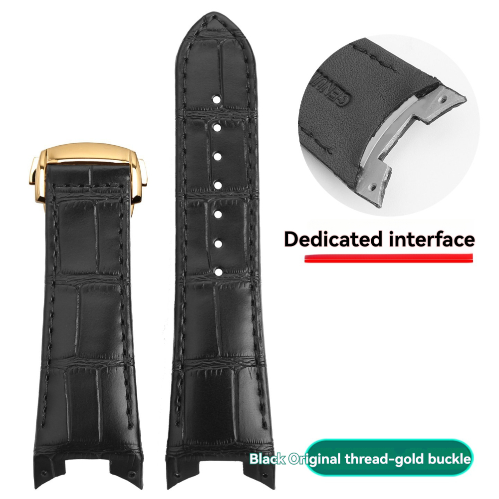 Curved End Genuine Leather Watch Band for Rado D-Star